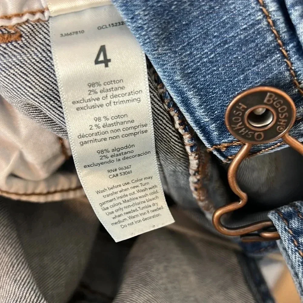OshKosh Toddler‎ Size 4 Skinny Leg Frayed Hem Pockets Cotton Blend Jean Overall